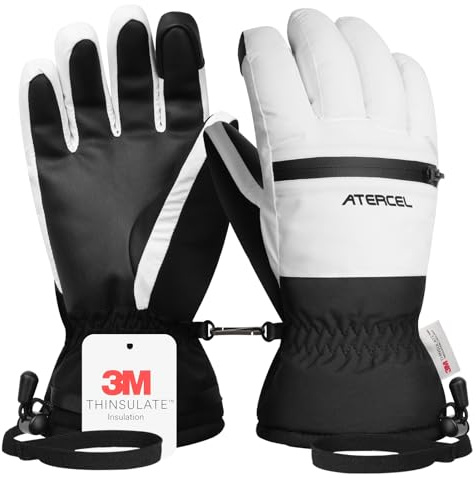 ATERCEL Waterproof Ski Gloves - 3M Thinsulate Warmth Winter Gloves, Touchscreen, Ideal for Men and Women in Skiing, Snowboarding, Snowmobiling and Winter Hiking