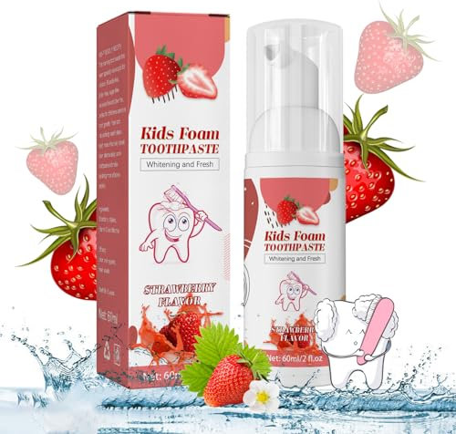 Kinderschaum Zahnpasta, Foam Kids Toothpaste, Kinder Mousse Zahnpasta, Kinderzahnpasta, Kinderschäumende Zahnpasta, Kinderzahnpasta Für U-Förmige Zahnbürste, Kinder Zahnpastaschaum, Erdbeergeschmack