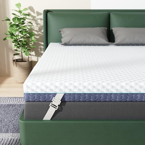 Releep 3 Inch Firm Mattress Topper Full Size, Memory Foam Bed Topper with Soft & Firm Options for Back Pain Relief, Mattress Topper with 2-Sided Cover, Ergonomic 5-Zone Design, CertiPUR Certified