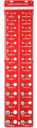 Gatuida Thread Gauge Tool 28 Metric and Standard Nut Bolt Thread Checker Aluminum Pitch Gauge with Wall Mount for Precision Measurement