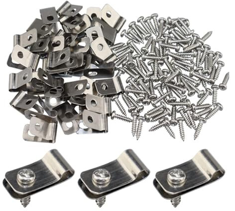 100 Piezas Clips para Vallas Clips de Sujeción para Valla Agrícola Clips para Cercas de Alambre Clips de Alambre con Tornillos para Fijar Mallas Metálicas y Cables a Postes y Paredes de Madera
