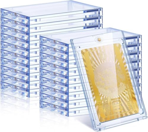 LOPYXBR 25 custodie per carte da collezione, magnetiche, trasparenti, 35 pezzi, per carte da gioco, carte sportive