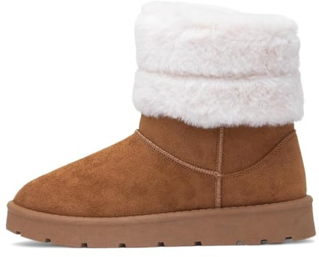Lilley Mae Womens Tan Faux Fur Ankle Boot - Size 6 UK - Brown