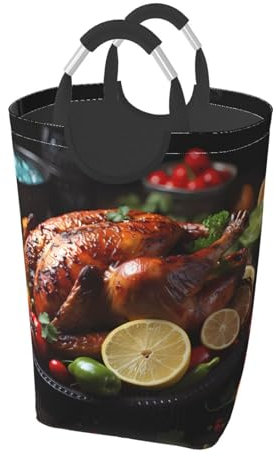 Tantalizing - Bolsa de almacenamiento cuadrada de pavo asado, cesta plegable de 50 L, adecuada para lavandería, dormitorio, cesta de almacenamiento