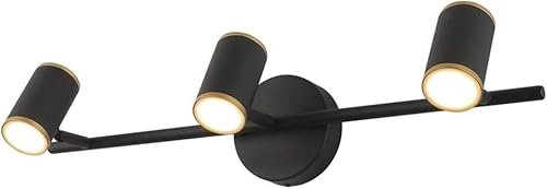 OEUBEQ Applique Murale 54 cm, Blanc Chaud 3 000 K, 3 têtes réglables, Lampe de Miroir de Salle de Bain, 9 W, pour hôtel, Restaurant, Lampe de Chevet, Lampe de Lecture, Spot, Noir.