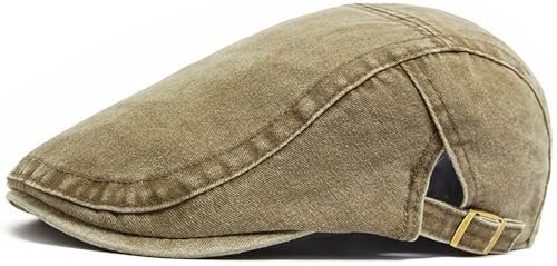 Putcuku Denim Newsboy Hats for Men and Women Adjustable Cotton Ivy Gatsby Cap Vintage Cabbie Driving Hat Flat Cap (Matcha Green)