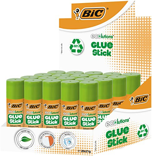 BIC Ecolutions Glue Stick (Box of 20), Green, 21g