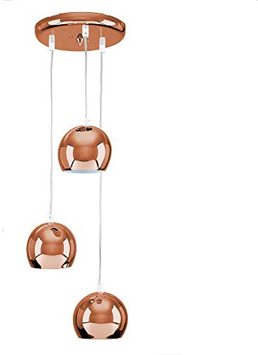 MiniSun | Retro Eyeball 3 Way Droplet Ceiling Pendant Light Fitting in a Copper Finish | Pendant Lights, Home Décor & Improvement Essential | Mains Wired