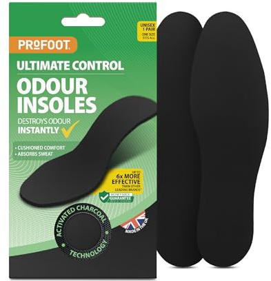 Profoot Ultimate Control Odour Insoles - Destroys Odour Instantly - Absorbs Perspiration for All-Day Freshness - Soft Cushioning for Extra Comfort - Washable and Reusable