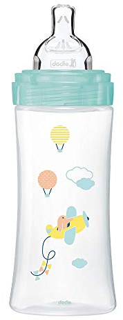 Dodie Biberon Anti-Colique Sensation+ Vert Air, 330 ml, Tétine Plate, Débit 3