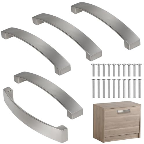 DBREAKS 5 Stück Möbelgriff, 128mm Lochabstand Stangengriff, Schubladengriffe mit Schrauben, Küchengriffe Schrankgriffe Bügelgriff Kommodengriff, Türgriffe für Küchenschränke(Silber)