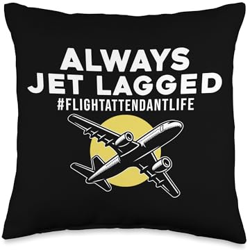 Flight Attendant Jet Lagged Stewardess Aviation Graphic Throw Pillow