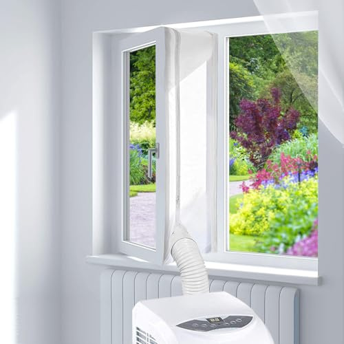 Fensterabdichtung für mobile Klimageräte, 400CM Klimaanlage Fensterabdichtung Double Zip, Wasserdichter Hot Air Stop Geeignet für Fenster Flügelfenster Dachfenster, Abluftschlauch Fensterdurchführung