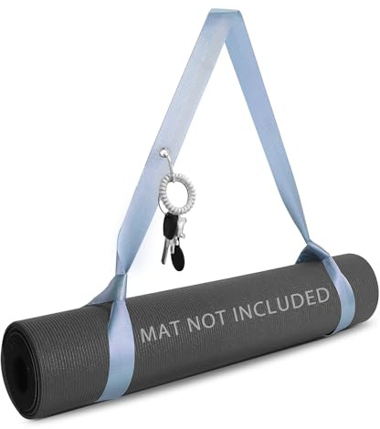 Yoga Mat Strap with Carabiner Clip, Adjustable Carrier for Yoga Mats, Sky Blue [MAT NOT Included]
