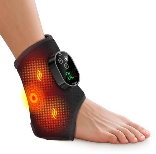 Chevillère chauffante sans fil avec 6 niveaux de chauffage, 3 niveaux de vibration, 3 options de minuterie, coussin chauffant rechargeable pour pied gauche et droit, noir