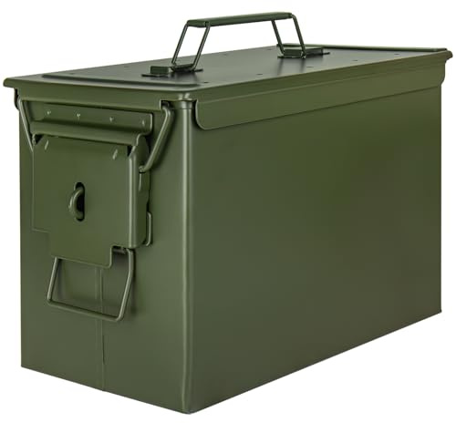 Trucky Munitionsbox Ammo Box Metallkiste Metallbox Munitionskiste Aufbewahrungsbox mit Deckel 33 x 19 x 23 cm Army Grün Metall