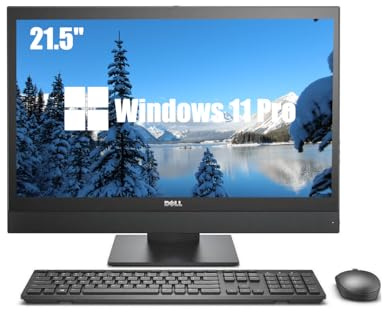 Dell Optiplex 5250 Tout-en-Un Ordinateur de Bureau, avec écran 21,5 '', processeur Intel Core i5-7500, 8Go de RAM, SSD 256Go, WiFi, Bluetooth, Clavier QWERTY américain, Windows 11 Pro (reconditionné)
