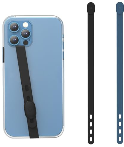 HYFZOD 2 Impugnature a Dito per Telefono in Silicone Elastico, Anello di Sicurezza Antiscivolo per Smartphone, Compatibile con iPhon e Android, Blu/Nero