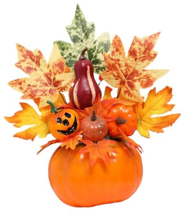 rockible Zucca Ornamentale da Tavolo con Foglie d'Acero Decorazione Autunnale in Schiuma per Centrotavola Realistico Adatto per Soggiorno Cucina Ufficio, Style H
