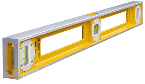 STABILA Wasserwaage Type 83 S, 60 cm, extrem robustes Alu-Druckgussprofil, 1 Horizontal-Libelle, 2 Vertikal-Libellen, Grifföffnungen, Made in Germany