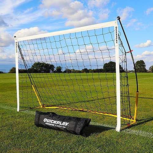 QUICKPLAY KICKSTER 1.8x1.2m Jugend-Fußballtor - Schnell aufbaubares tragbares Fußballnetz für Kinder, Zieltraining & Tor in offizieller Größe für 3v3 - Schnell aufbaubares Gartentor für U6