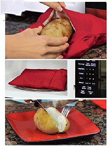 Sac de cuisson pour pommes de terre cuites au micro-ondes (permet de cuire 4 pommes de terre à la fois) - Poche à vapeur en 4 minutes - Sac de cuisson facile