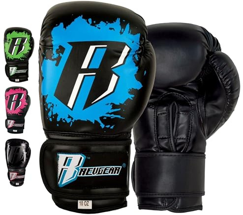 Revgear Kids Combat Series Boxing Glove | Designed to Fit Kids Hands | Perfect for MMA, Martials Arts, Krav MAGA (Blue/Black, 10 OZ)