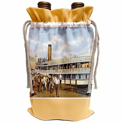 3dRose Boat Landing at New Harbor, Block Island Rhode Island Wine Bag