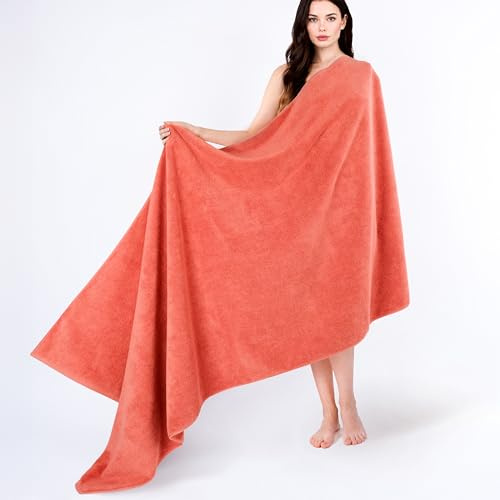Cotton Paradise 100% Cotton Turkish Towel Set, Soft Absorbent Quick Dry, 40x80 Oversized Bath Sheet Towel, Coral