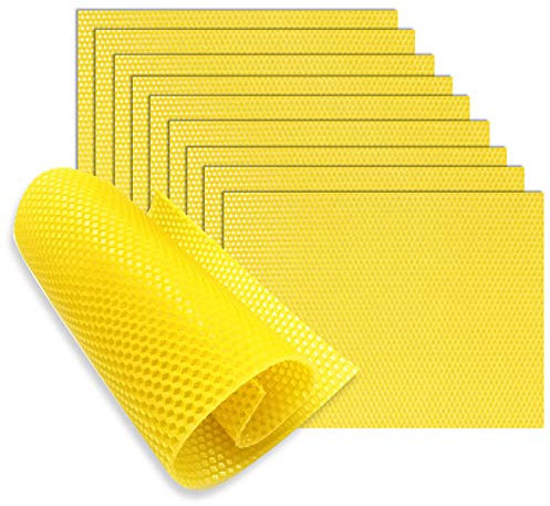 FYBlossom 10 Stück Bienenwachsplatten,Bienenwachs für Kerzen zum Kerzenrollen Stumpenkerzen Kerzenherstellungssets Zubehör (9 x 13 mm, Gelb)