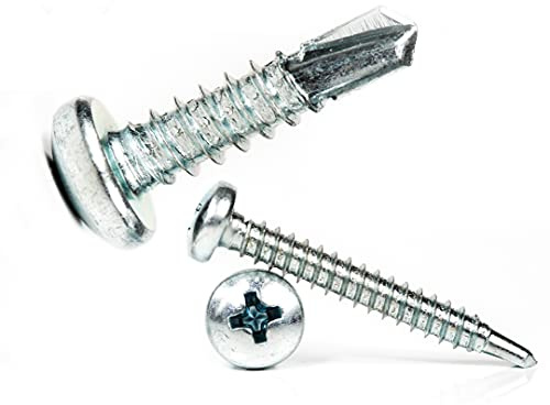 4.2mm x 19mm Self Drilling Pan Head Screws Steel Self Tapping Screws for Metal Sheets Roofing Windows (Pack of 50) F12D