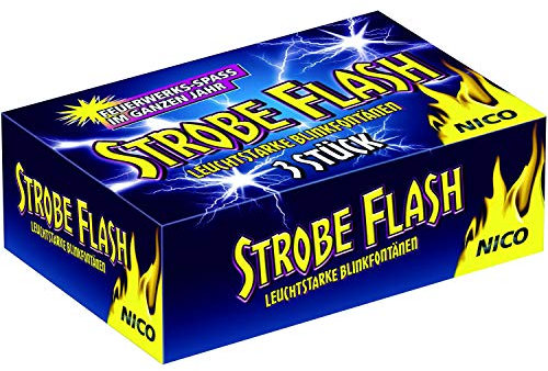 Nico Strobe Flash (1 Pack a. 3 stück) Blinkfontäne Party Feuerwerk Kat F1 ganz Jahres Jugendfeuerwerk. Ab 12 Jahre geeignet