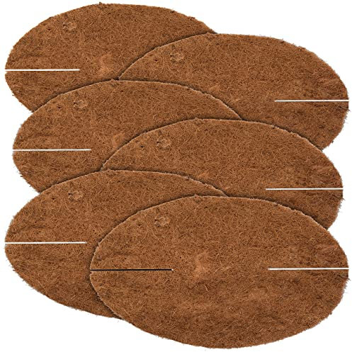 Royal Gardineer Kälteschutze Pflanzen: 6er-Set runde Frostschutz-Kokosmatten für Topfpflanzen, Ø 38 cm (Kokos-Mulch-Abdeckung, Kokos-Mulchscheibe, Winterschutz Hauben)