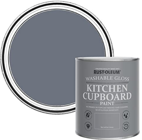Rust-Oleum Grey Kitchen Cupboard Paint in Gloss Finish - Marine Grey 750ml