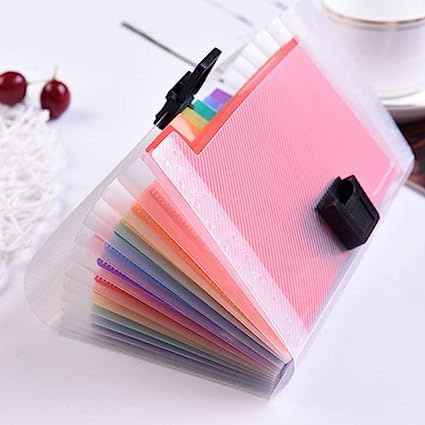 Cartella Portadocumenti Espandibile,13 Tasche File Organizer Plastica Cartelle a Soffietto A6 Raccoglitore Arcobaleno Fisarmonica Espansione per Casa Scuola Ufficio