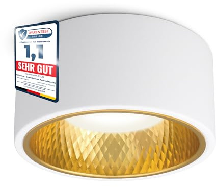 SSC-LUXon OLINO Aufbauleuchte Deckenleuchte weiß wechselbare Front (gold oder silber) - Deckenspot neutralweiß LED GX53 230V