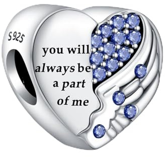 Rimgoris 925 Charm in argento sterling per bracciali da donna collana Moglie Angelo Ala Cuore Charms Donne Bracciale Charms