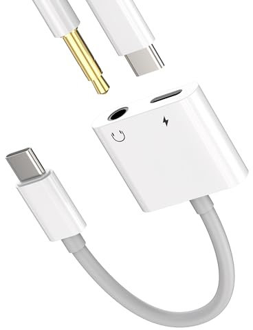Adaptador de auriculares USB-C a 3.5 mm (2 en 1) para Apple iPhone15 Pro Max Plus para iPad Pro Air Mini DAC Audio Tipo C AUX Jack Splitter Cable Dongle compatible con Samsung Galaxy S20 S21 S22 S23