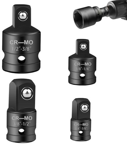 HAPPOW Set di adattatori per bussola, set da 4 pezzi, per cricchetti, da 1/4 a 3/8, da 3/8 a 1/4, da 3/8 a 1/2, 1/2 a 3/8, adattatore per chiave a bussola di alta qualità per dadi a cricchetto