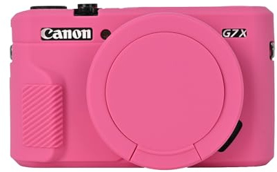 G7X Mark II Camera Case,Soft Silicone Protective Case Ultra-Thin Lightweight Cover for Canon PowerShot G7X Mark II Camera with Lens Cover (Rose Red)