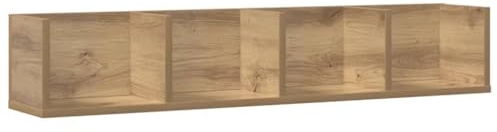 vidaXL CD Wall Shelf Storage/Floating Rack in Artisan Oak - Engineered Wood for Living Room/Bedroom/Office, 100x18x18 cm, 4 Compartments
