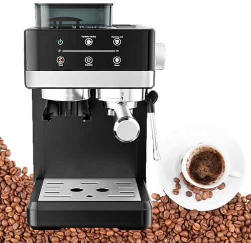 ZyKnaurral Espresso Machine with Milk Frother - Single or Double Cup, 20 Bar Pump Pressure, Compatible With Ground Coffee, 1.8 Litre Removable Water Tank, Hot and Cold Extraction, 1350w