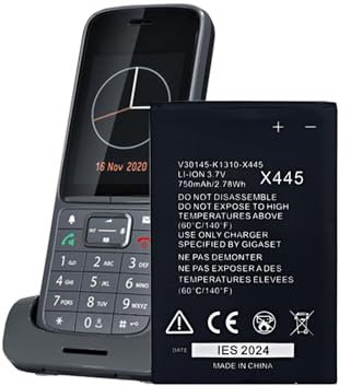 MUKUZI AKKU Compatible with Gigaset Telefone SL400, SL800 Pro, Premium 300, SL450, SL750Pro, SL610, SL780, SL390 Handy Smartphone Telefon (Replacement for V30145-K1310-X445, X445)