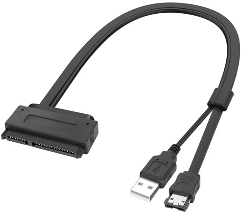 XMSJSIY Cavo adattatore da SATA a 22 pin a e-SATA Hard Disk Drive con cavo USB alimentato per 2,5 SATA HDD SSD Blu-Ray DVD CD-ROM DVD+RW Dispositivi - 45 cm