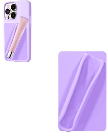 Leeneen Lippenstift-Halter, Silikon-Halterung für Handyhülle mit Lipgloss-Halter, selbstklebender Lipgloss-Balsam, Handy-Kartenhalter für iPhone 15 Pro Max