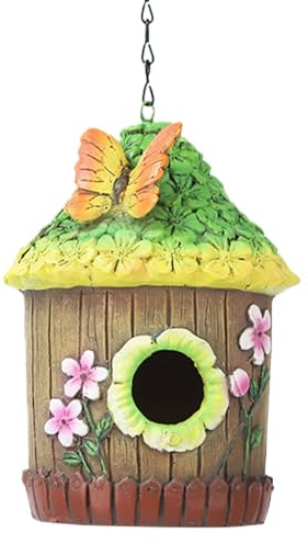 Casetta da esterno, casa da porta, chalet esterno, merlo blu, fringuello, giardino, presenta un aspetto vivace e adorabile. d' in resina per uccelli da giardino decorazione casa degli