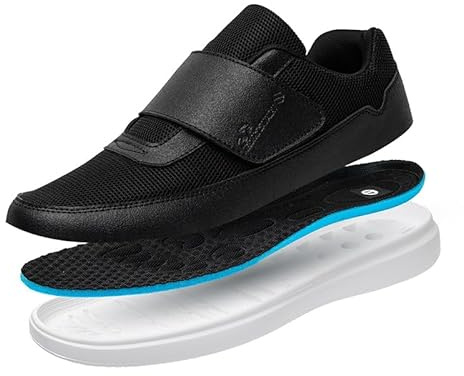 Générique Basket Scratch Pied DiabéTique Chaussures Sans Lacets Homme de sport à enfiler Orthopédiques Pied Large Basket Orthopedique(Black,44 EU)