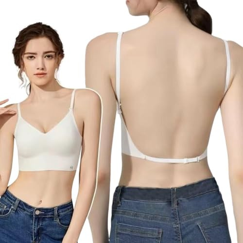 BKEPDY Soutien-Gorge Dos Nu pour Femmes, Soutien Gorge Invisible Push Up, Dos Ouvert à découpe Basse, Convertible en Soutien-Gorge Dos Nu Multiway Halter