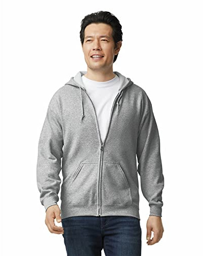Gildan Adult Fleece Zip Hoodie Sweatshirt, Style G18600, Multipack, Sport Grey (1-Pack), X-Large