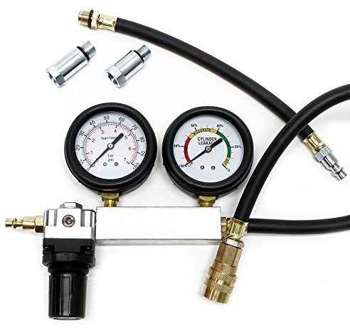 Wiltec Kompressionsdruckprüfer für Benzinmotoren zur Diagnose von Zylinderleckagen Set im Koffer mit Adaptern Kompressionsmessgerät Kompressionstester